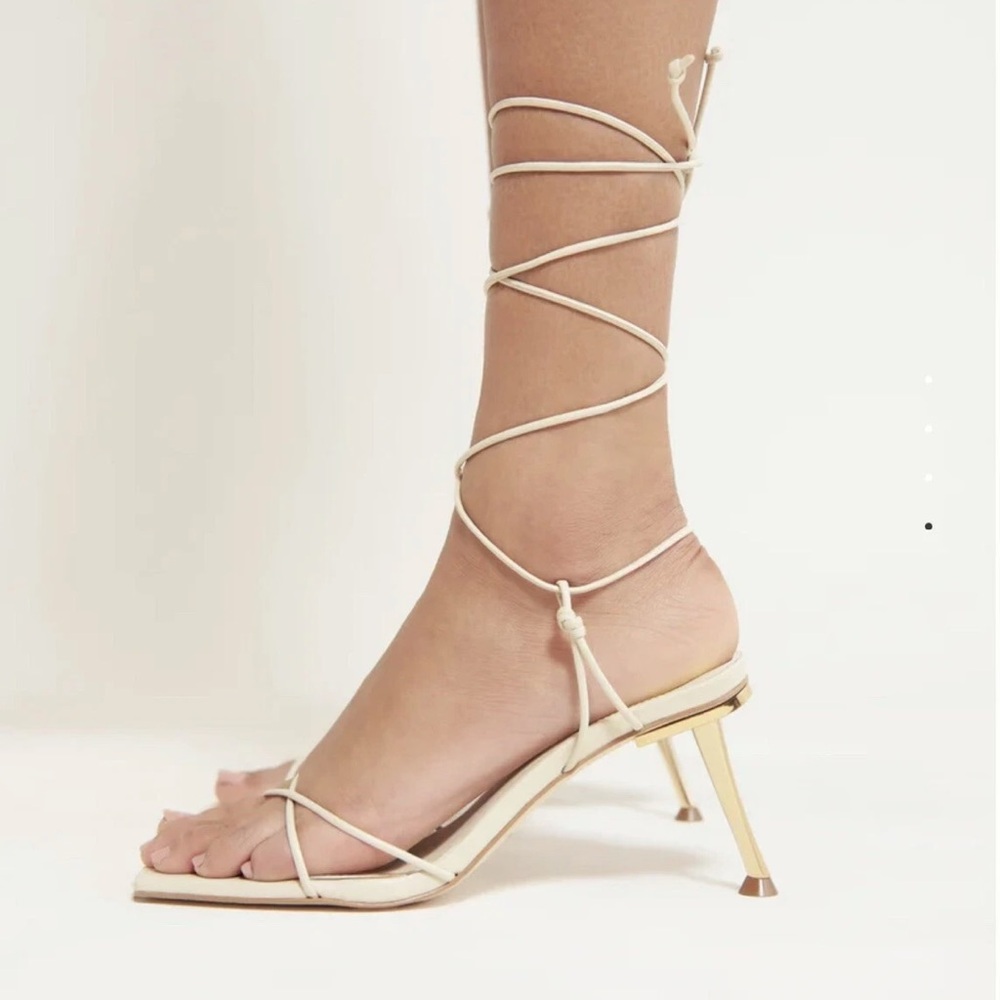 Cult Gaia Ivory Lace-Up Heels